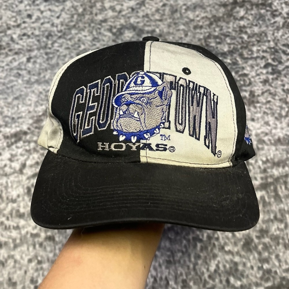 VTG Georgetown Hoyas Hat Snap Back Split Color Embroidered‎ 90s NCAA University